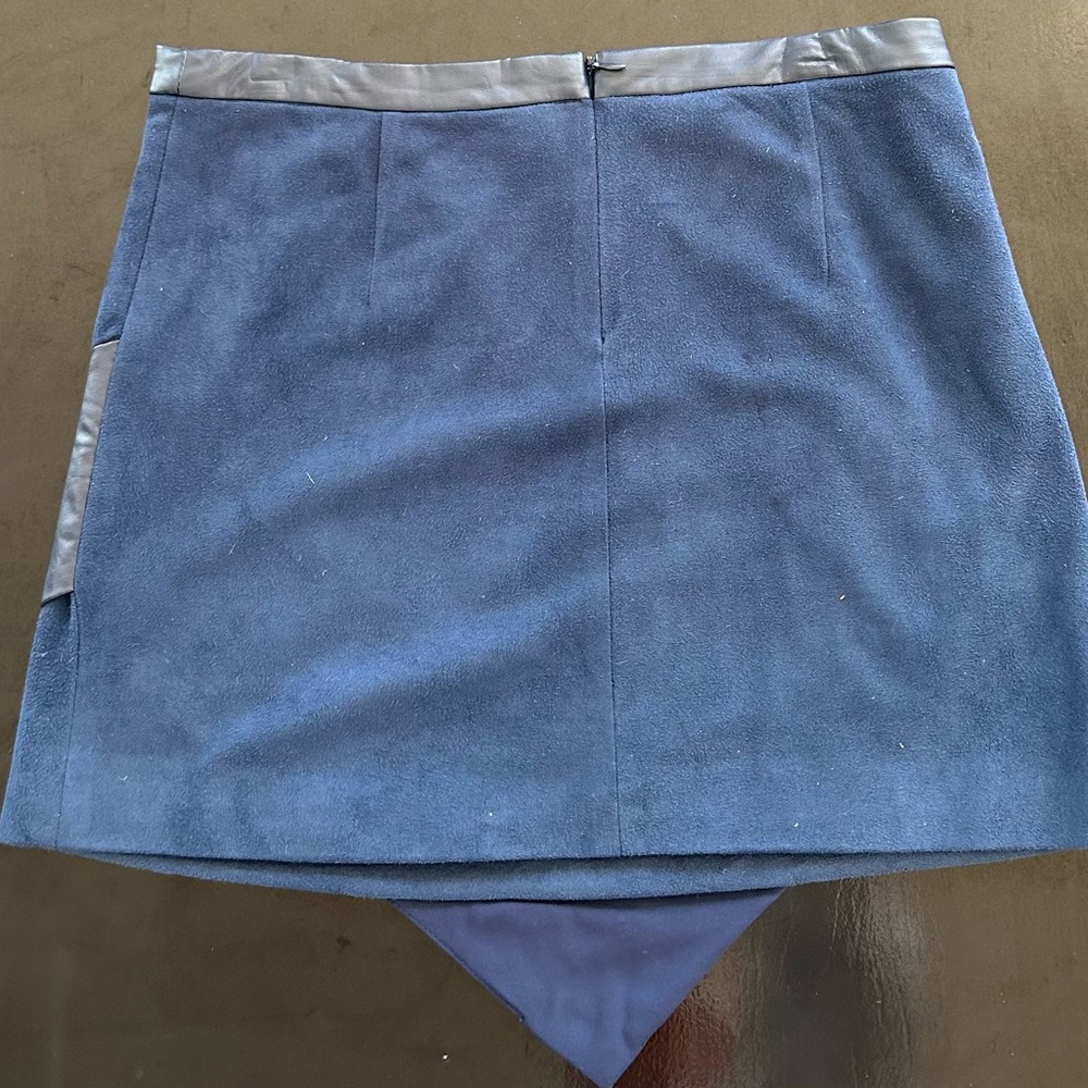 Blue suede skirt